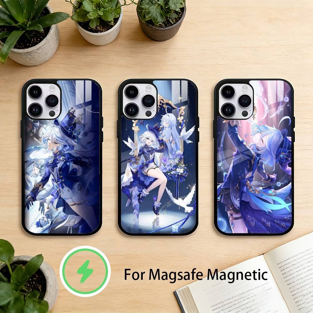 G-Genshin Impact F-Furina Чехол для телефона для iPhone 17/16/15/14/13/12/Plus/Pro/Max для Магнитной Беспроводной Зарядки