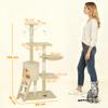 Multi-Level Cat Tower, 134cm Cat Tree with Condo and Sisal Scratching Posts for Indoor Kittens, Beige