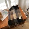 Autumn and Winter Tassel Plaid Retro Korean Style Scarf for Women