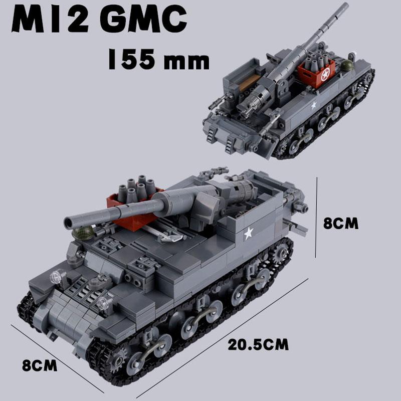 Военный США Франция Великобритания Бронированная машина MOC Конструктор Фигурка солдата Танк Орудийная тележка Пушка Медицинский грузовик Транспортная игрушка K33