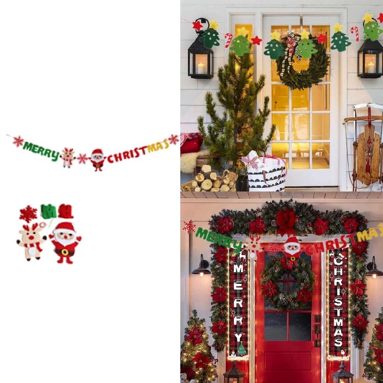 Functional Christmas Garlands Banners Seasonal Santa Letter Patterned Christmas Bunting for Home and Office Decoration