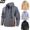 Men's Autumn Hoodies High Street Sports Hoodie for Men Hooded Sweatshirt Tracksuit Contrast Color Zip Up Collar