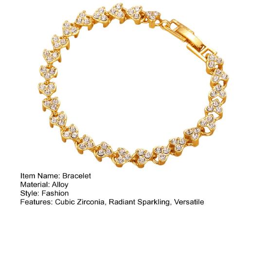 Браслет с инкрустацией кубическим цирконием, блестящий браслет, гипоаллергенный, регулируемая длина, застежка-лобстер, сверкающее ювелирное украшение, подарок