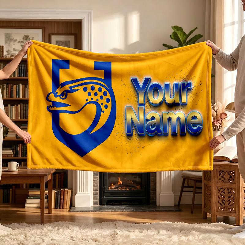 Parramatta Eels (5) Personalized Name Blanket Soft Cozy Gift for Sofa Bed Couch Home Decoration