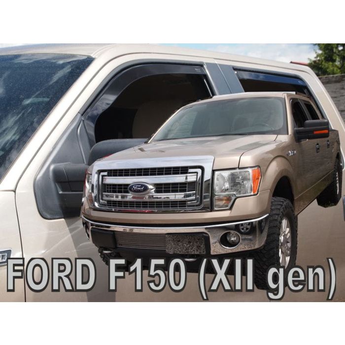 Déflecteurs d'air Heko Ford F-150 XII XLT 2008-2014 4 portes, Teinté fumé, Acrylique UV, Montage facile (4 pcs)