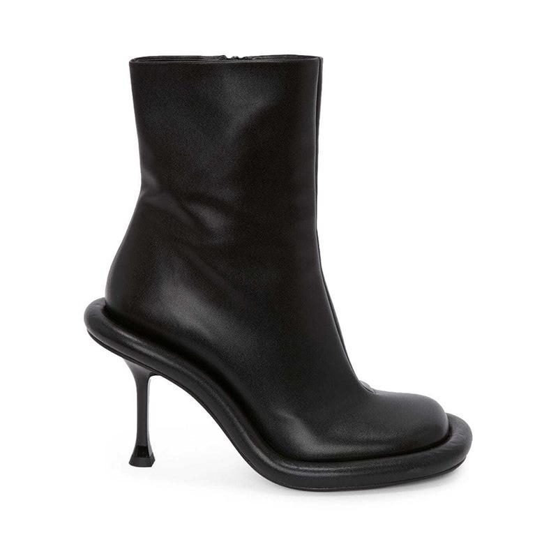 Модные осенне-зимние новые синие джинсовые короткие ботинки в европейско-американском стиле, на высоком каблуке, на толстой подошве, с круглым носком, с боковой молнией, женская обувь, размеры 35-43