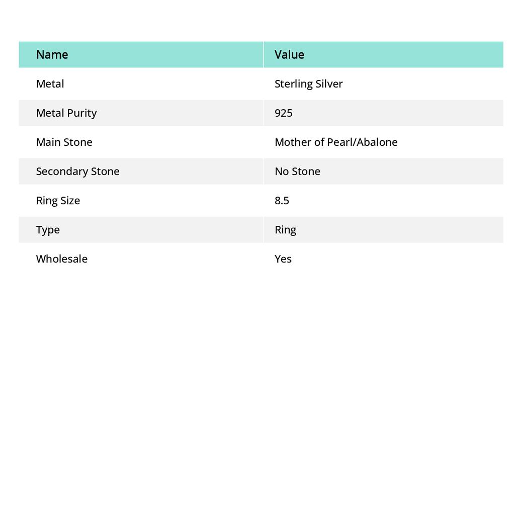 Натуральный драгоценный камень в виде раковины морского ушка из стерлингового серебра 925 пробы, размер 8,5, B8G68