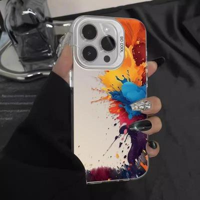 Цветной чехол с брызгами краски для iPhone 13-17 Pro/Pro Max