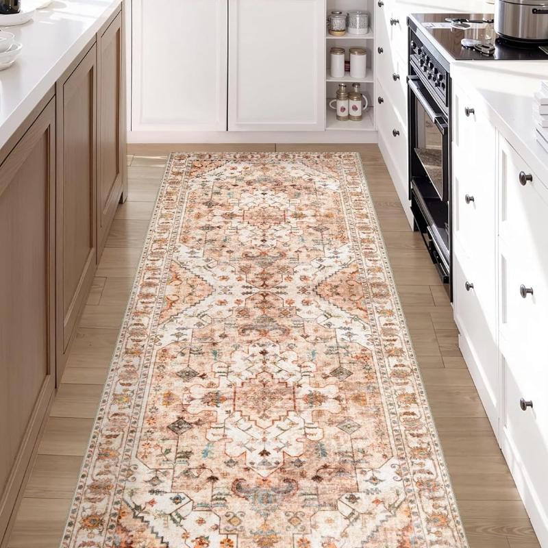 Bohemian Style Runner Rug Retro Light Luxury Kitchen Carpets Fashionable Creative Machine Washable Non-slip Corridor Mats Tapis