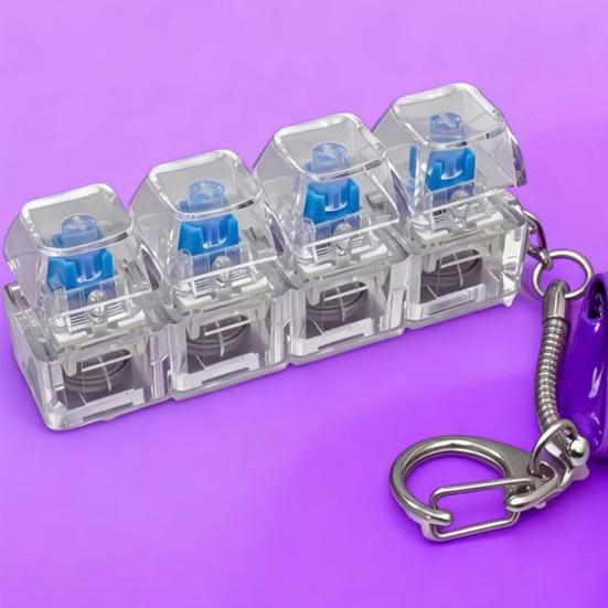 Брелок-подвеска Механическая клавиатура Игрушка для снятия стресса с тактильным щелкающим звуком Прозрачные кнопки со светодиодной подсветкой Портативный брелок