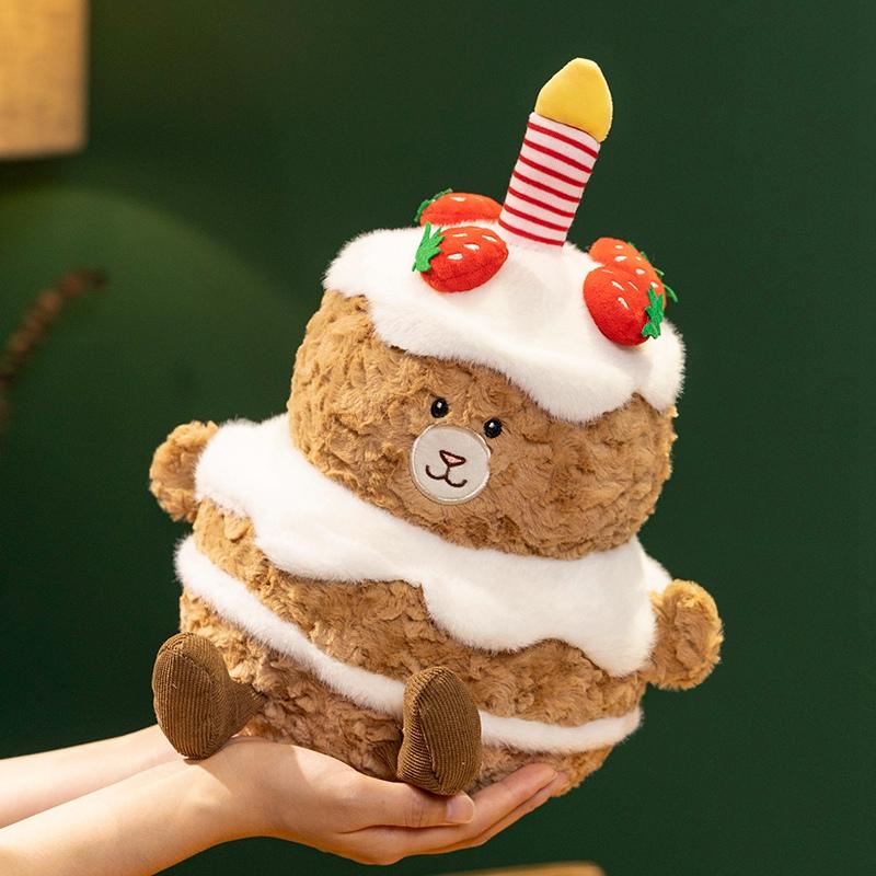 Cute Strawberry Cake Bear Modeling Plush Doll Kawaii Stuffed Animal Home Decor Birthday Gifts