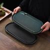 Ceramic Tea Tray Small Household Tray Kung Fu Tea Set Japanese Retro Rectangular Water Storage and Drainage Tea Tray