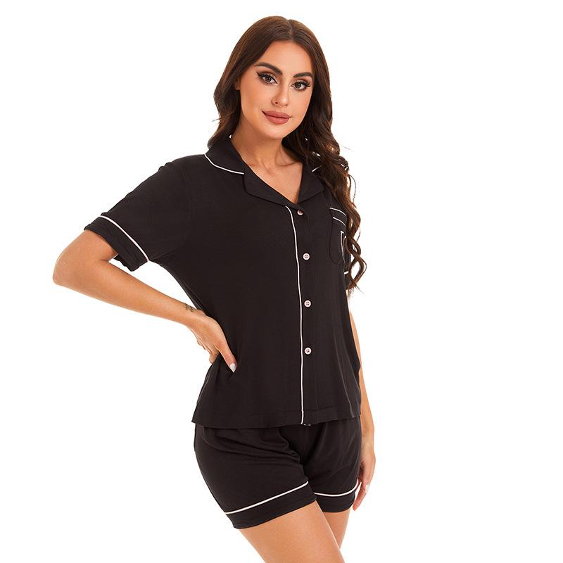 Женская весна и лето новая домашняя одежда модал хлопок большие ярды пижамы женские свободные трендовые шорты с короткими рукавами костюм с обратным воротником