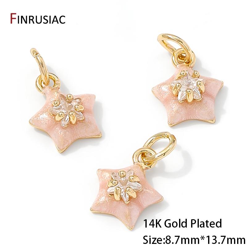 Позолоченная латунь 14K, цирконы, эмаль, подвески-звездочки для изготовления ювелирных изделий, серег, ожерелий, браслетов, поделок, аксессуары