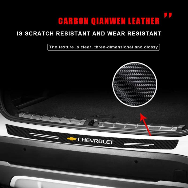 New 3D Carbon Fiber Car Trunk Protector Sticker Bumper Decal Compatible Chevrolet Captiva Colorado Cruze Spark Malibu Car Trax