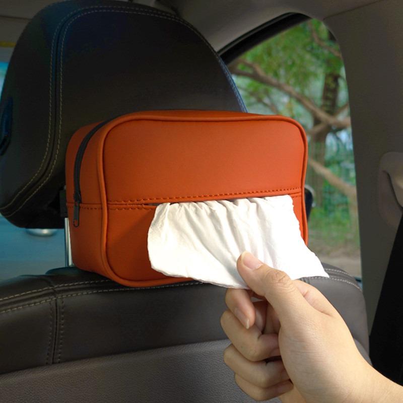 Car Tissue Boxes High-end Hanging Armrest Box Simple Leather Car Tissue Box Sun Visor Light Luxury Car Interior Accessories