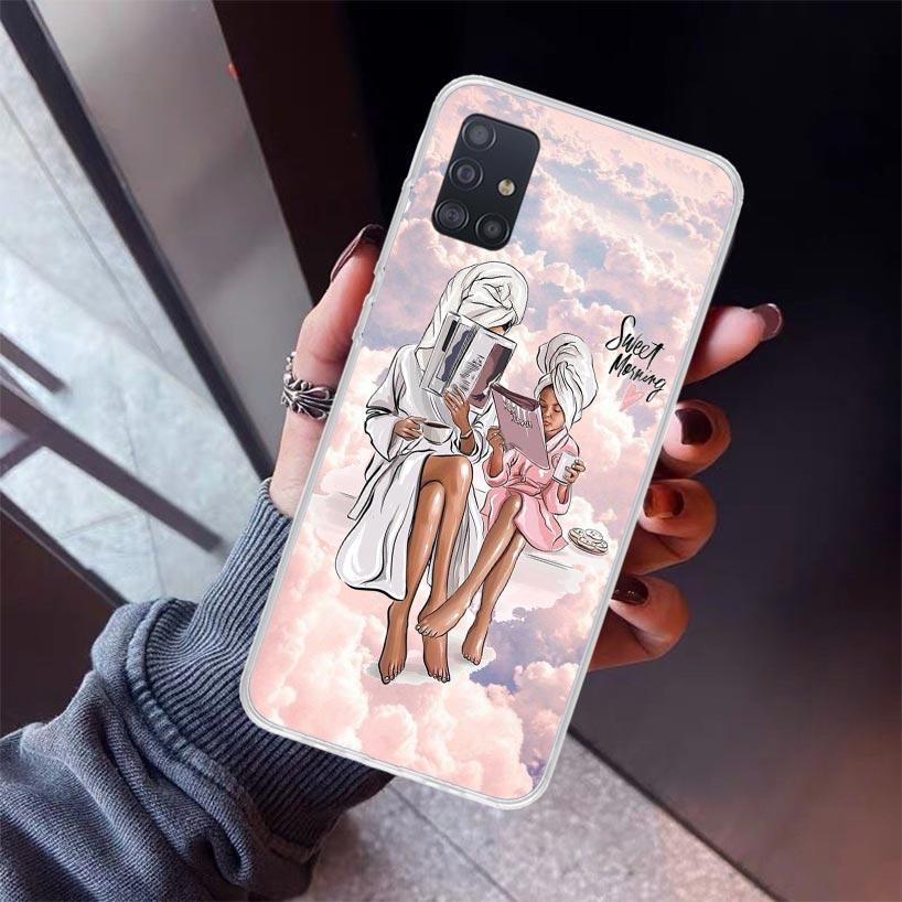 Girl Super Baby Mom Pink Phone Case For Samsung Galaxy A12 A52S A42 A32 A22 A51 A50 Note 20 Ultra 10 S10 Plus A71 A70 A31 A30 A1