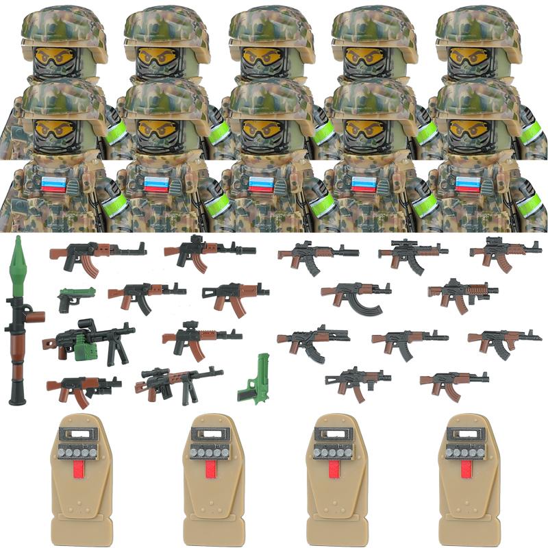 Нетоксичные Военный Солдат Россия ССО Спецназ Строительные Блоки Городская Полиция Армейские Фигурки Коммандос Боевая Форма Оружие Кирпичики Игрушки