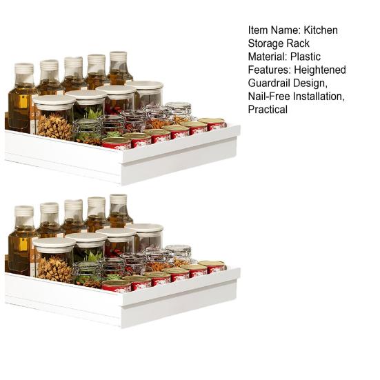 Выдвижная кухонная полка для хранения с конструкцией с повышенным бортиком, гладкими направляющими, органайзер для шкафа, установка без гвоздей, пластиковые контейнеры для хранения