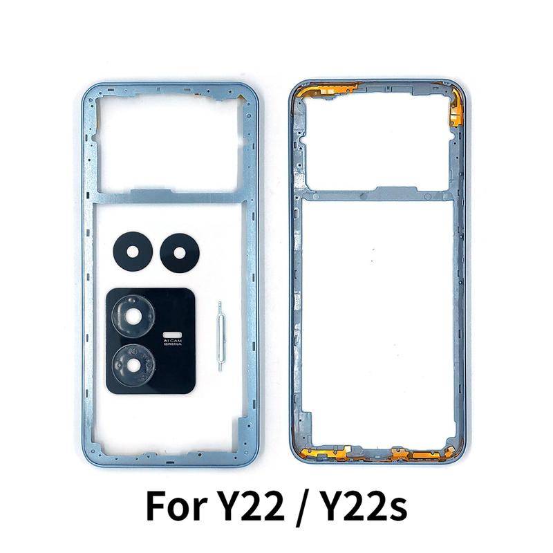 Для Vivo Y22 / Y22s Средняя рамка корпуса с рамкой для камеры и боковыми кнопками Запчасти для ремонта