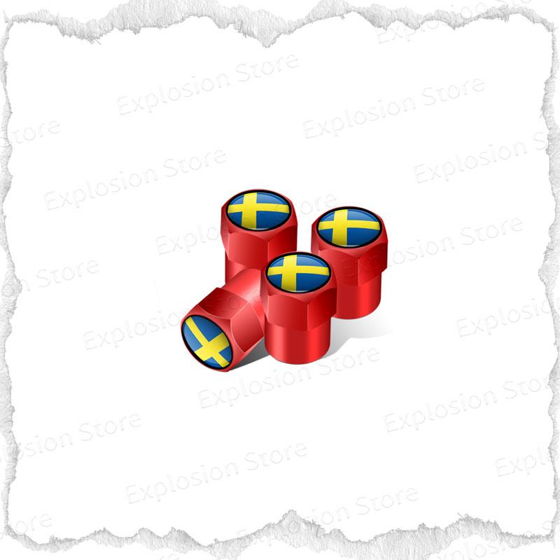 4pcs Swedish Flag/Prancing Moose Emblem Car Wheel Tire Stem Air Valve Caps Covers For Volvo V40 V60 XC40 XC60 XC90 S40 S60 Decor