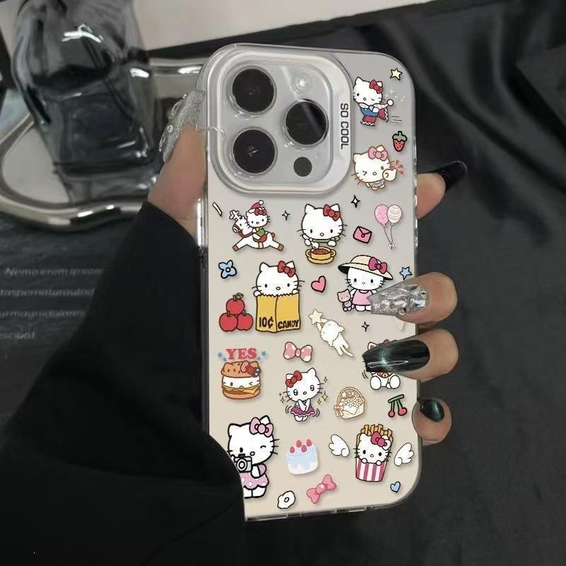 Hello Kitty подходит для чехла на мобильный телефон Apple 16plus iPhone15 мультяшный 14Plus противоударный 13 креативный 12 милый