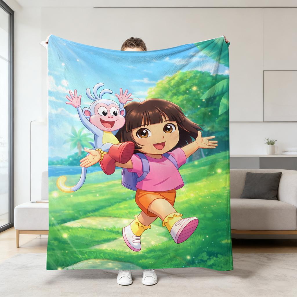 Anime Girl D-dora Cartoon Thow Blanket Flannel Blanket, Warm Fleece Soft Blanket for Sofa Living Room Office Beach Blankets