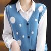Spring Versatile and Fashionable Knitted Vest for Women Color Blocked Sleeveless Cardigan V-neck Stylish Slim