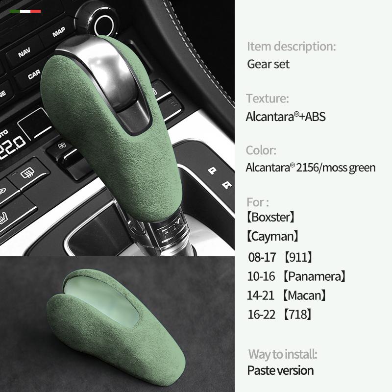 For Porsche Boxster Cayman Panamera Macan 911 718 Car Center Console Gear Shift Head Knob Cover Trim Alcantara Suede Part Refit