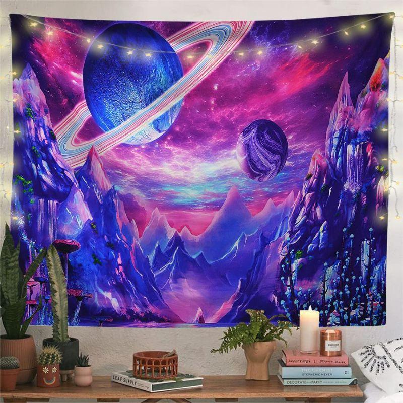 Astronaut Planet Galaxy Space Tapestry Psychedelic Nebula Space Wall Hanging Bedroom e-Sports Room Decoration