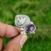 Statement Bird Adjustable Ring 925 Silver Natural African Amethyst