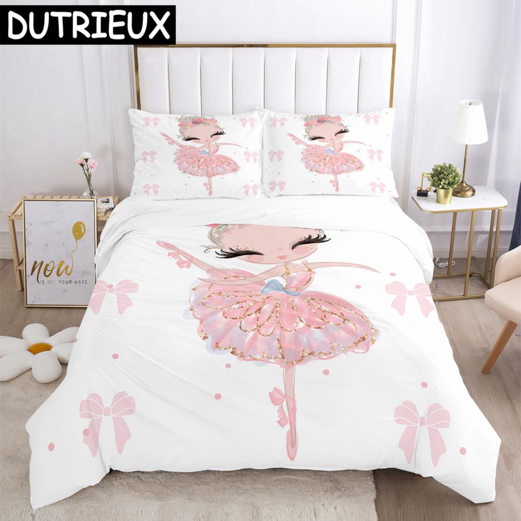 Cartoon Ballet Girl 3D Printed Bedding Set Duvet Covers Pillowcases Comforter Bedding Set Bedclothes Duvet Cover
