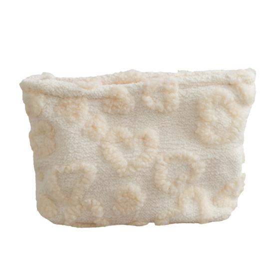 Пушистая косметичка с сердечками для девочек, милая косметичка с узором сердечек, женский плюшевый клатч на молнии для хранения косметики, украшений