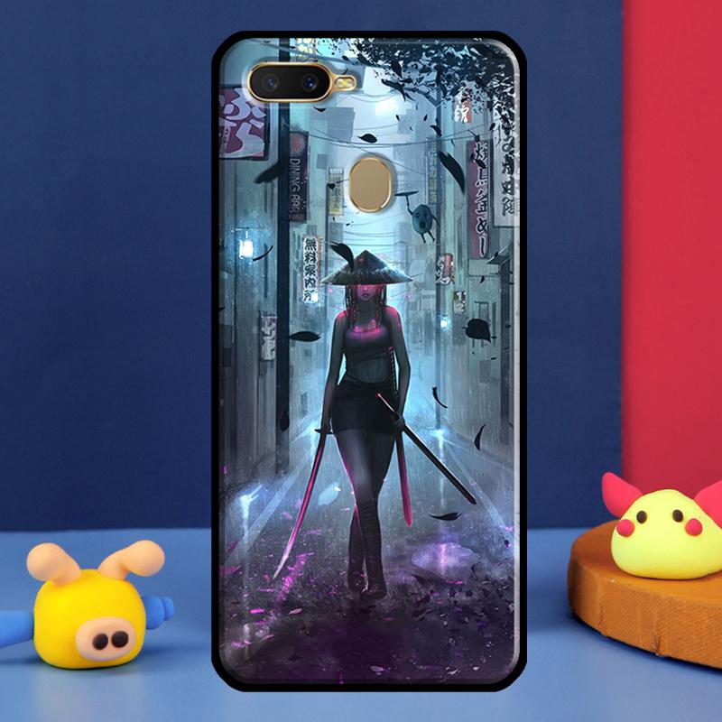 Чехол Аниме Девушка Самурай для Oppo A16 A76 A96 A58 A78 A98 A5 A9 A91 A15 A17 A77 A52 A72 A74 A94 A54S A57S
