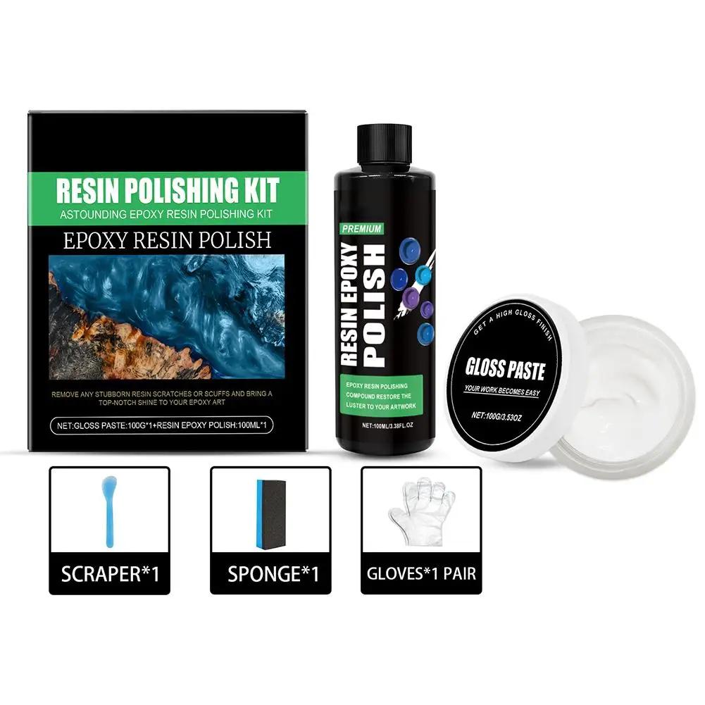 Polishing Kit Epoxy Resin Art Renovation Epoxy Polish Sponges1 (30 G) Gloves1 Of Manual 2 Pair Instruction Scrapers2 A6X6