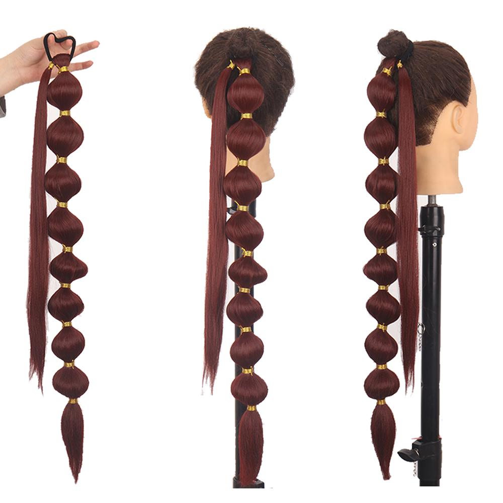 MISSQUEEN Синтетический пузырьковый хвост с эластичной завязкой, длинная обертка вокруг хвоста, наращивание фонариков, 75 см, темно-красный хвост для женщин, косплей