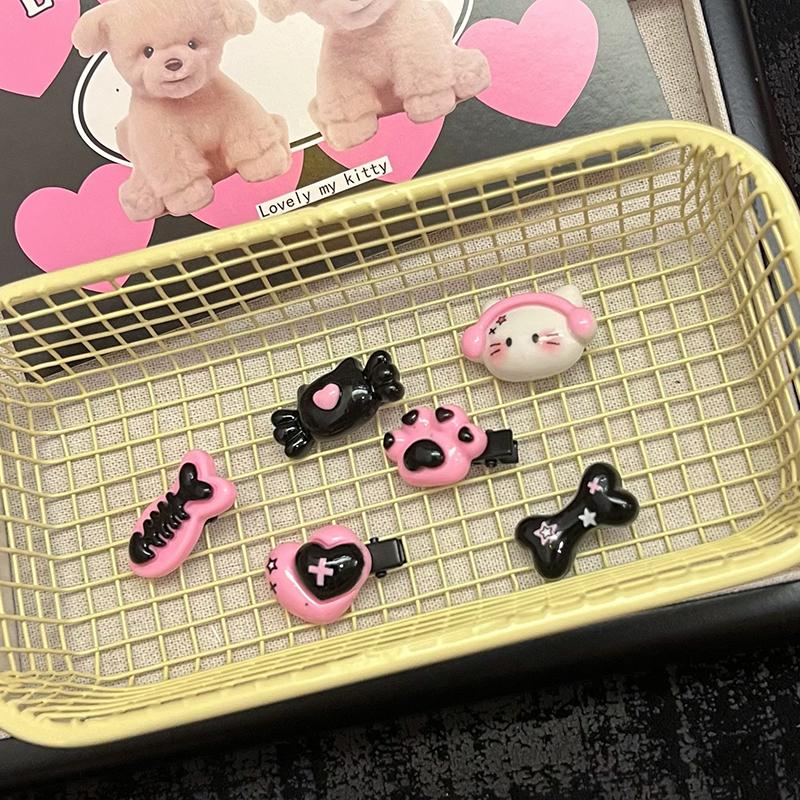 Милая заколка для волос, кошачья голова, рыбка, сердечко, кость, конфетная лапка, мини-заколка для волос для женщин и девочек, готический панк-головной убор, аксессуары для волос