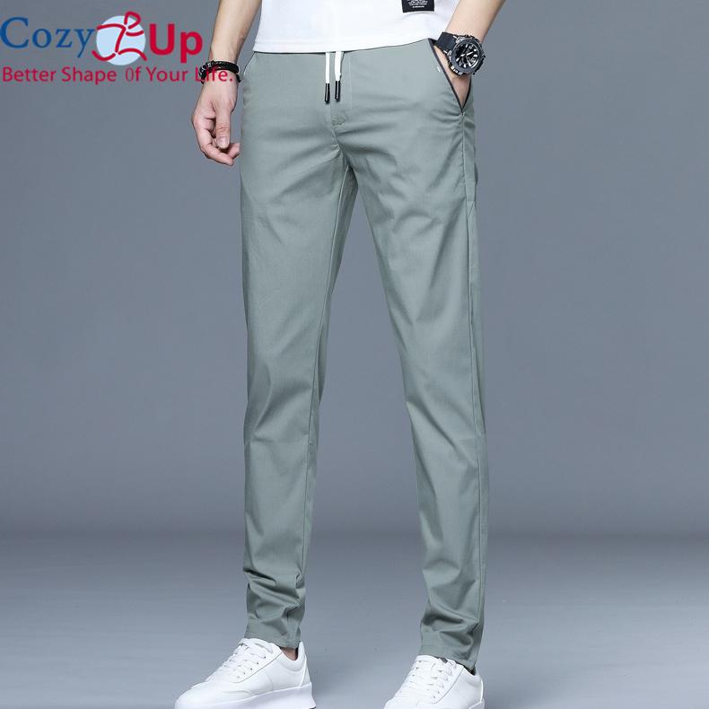 Cozy Up Новые мужские брюки с отделкой, повседневные брюки для мужчин, тонкие спортивные штаны из ледяного шелка, свободные брюки