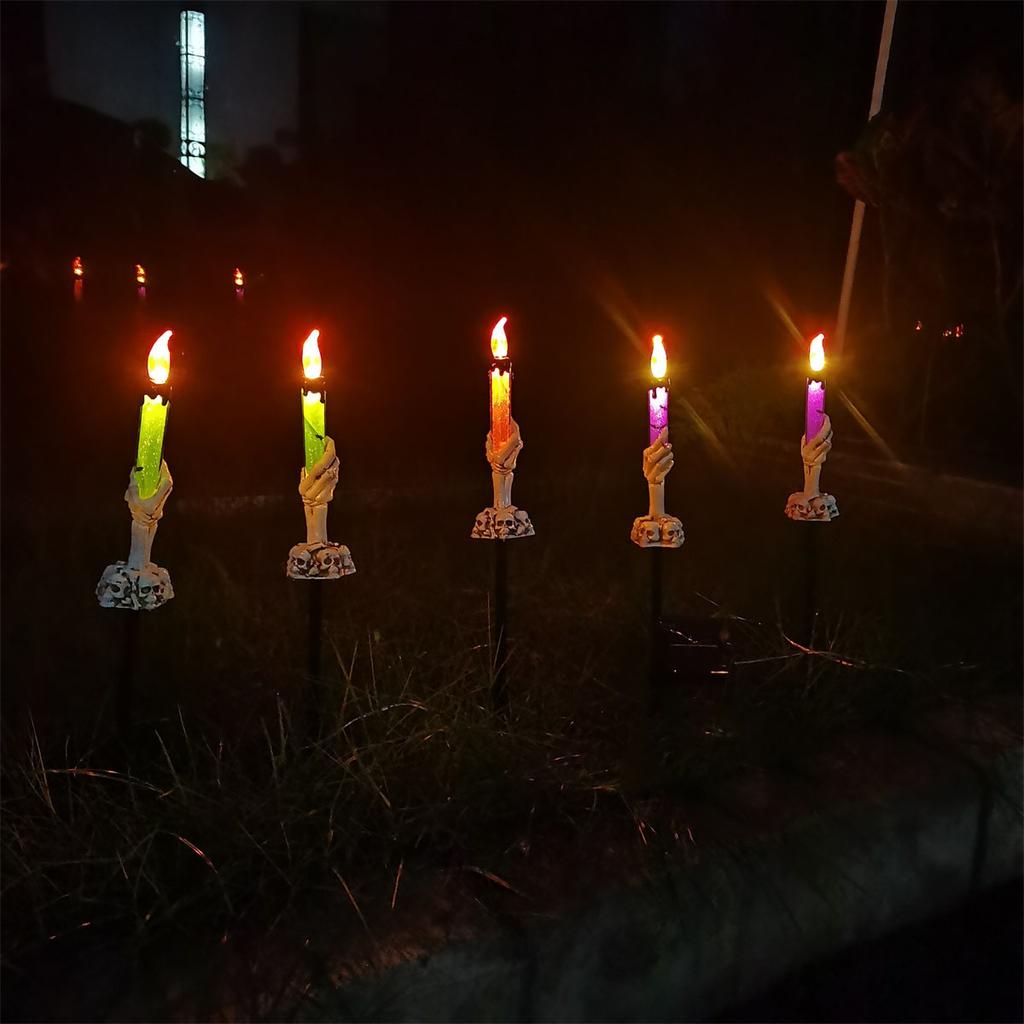 2023 New Ghost Hands Candle Light Halloween Decoration Skeleton Head Beacon Indoor and Outdoor Garden Atmosphere Decoration