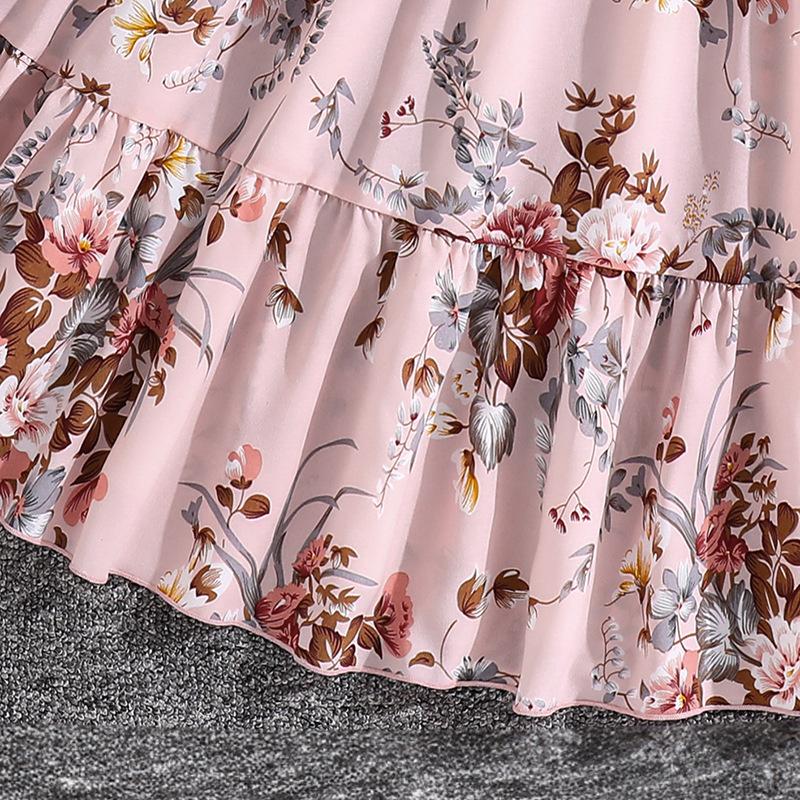 Костюм для девочек 8-12 лет Весна Осень и Зима Кардиган с длинным рукавом Куртка + Милое цветочное платье-халтер Комплект из двух предметов