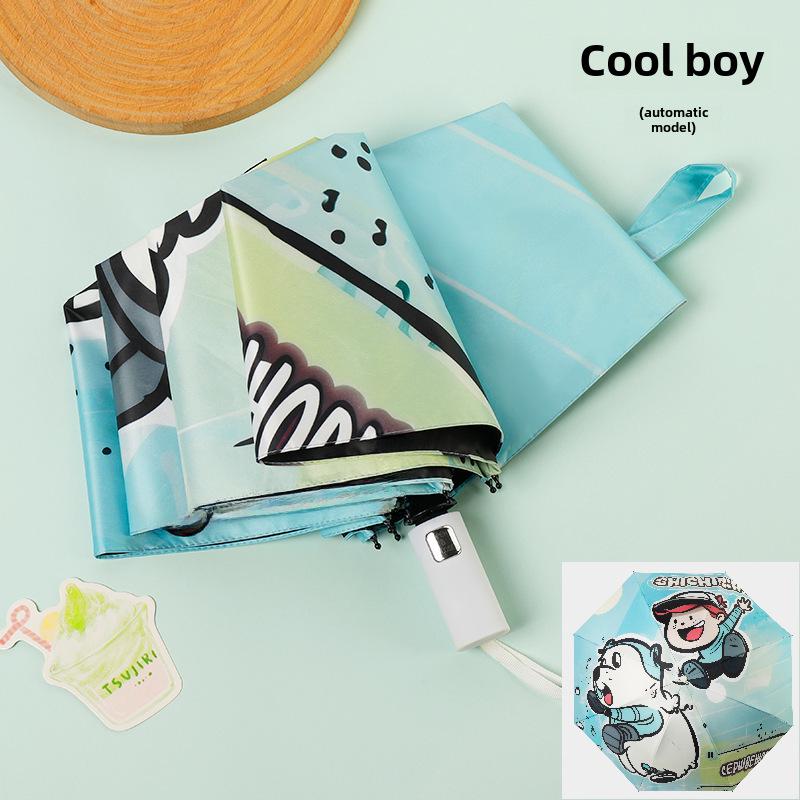 Складной черный пластиковый зонт двойного назначения с 8 спицами, автоматический, симпатичный