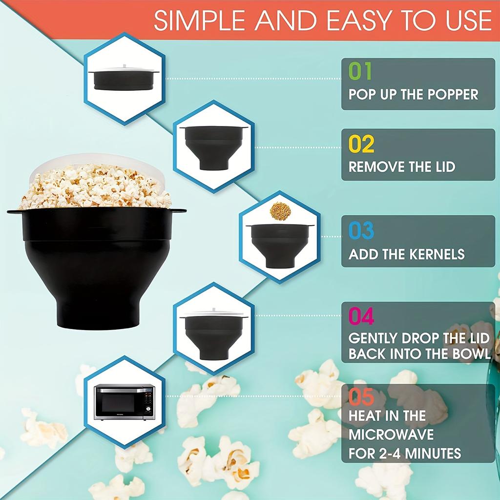 Силиконовая микроволновая печь для приготовления попкорна, пищевая складная высококачественная кухонная простая ведро для приготовления попкорна, миска с крышкой