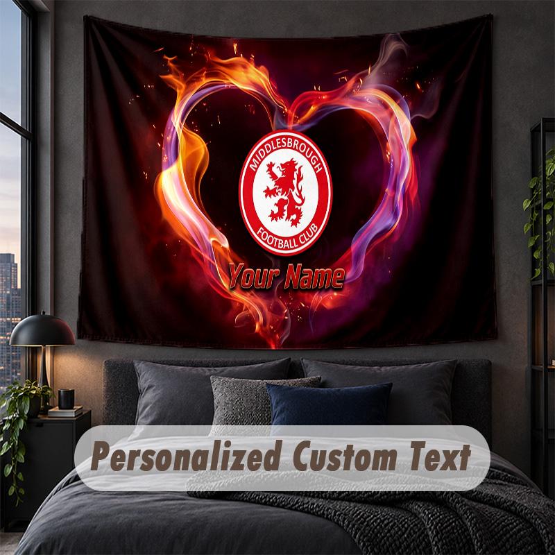 Custom Name Text Tapestry,Middlesbrough FC Decorative Wall Hanging, Background Tapestry For Home Bedroom