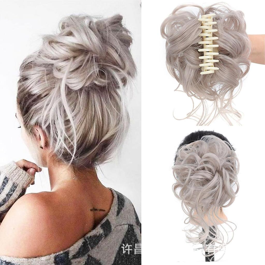 Эластичный пушистый небрежный пучок-повязка на голову