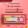 Беспроводная Bluetooth-клавиатура с тремя режимами, 98 клавиш, механическая, с переключателями Blue, Black, Brown, Red - RGB для игр, офиса, киберспорта, девушек.