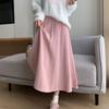 Women's Sweet Age-Reducing Knitted Midi Skirt High Waist Slim-Fitting Flared A-Line Umbrella Pleated Wool Skirt