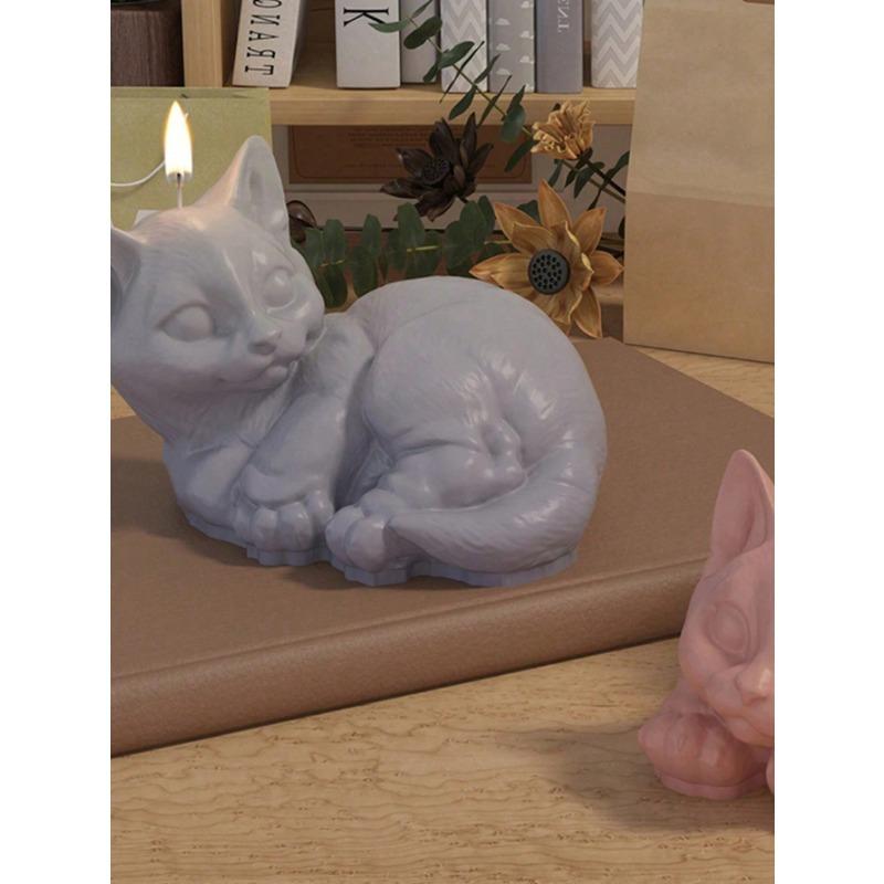 1PC Animal Cat Silicone Mold For Aromatherapy Plaster And Candle Making - Cute Kitten Design Wax Molding Material, Craft Mold For Decor