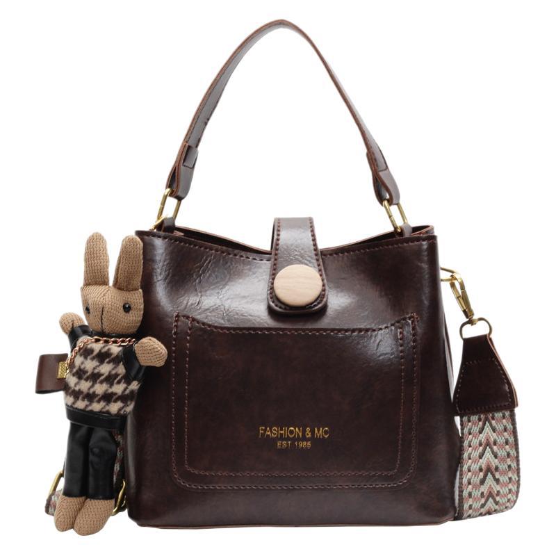 Bag Women's 2025 New Bucket Bag Brown Design Texture Women's Broadband Shoulder Messenger Bag