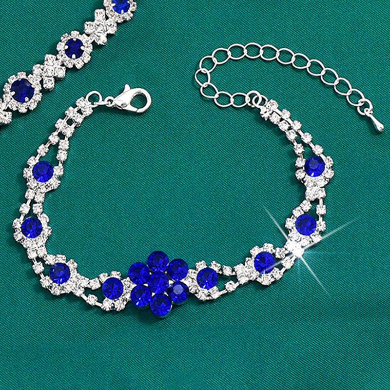 Элегантный комплект украшений из хрустальных драгоценных камней: Ожерелье, серьги, браслет и кольцо в форме капли для женщин