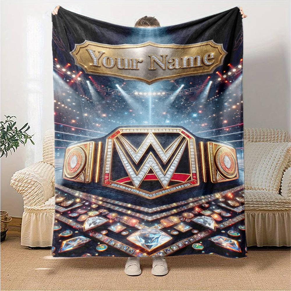 Wrestlemania Personalized Text Blanket Cozy Personalized Blanket Soft & Cozy Versatile for Living Room Nap Home Decor Office Chair All-Season Use